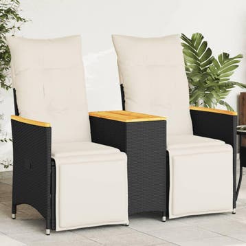 vidaXL Tuinbank 2-zits verstelbaar met tafel poly rattan, Tuin en Terras, Tuinsets en Loungesets, Verzenden, Nieuw