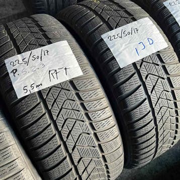 2 x Pirelli 225-50-17 RFT Winterbanden 5,5mm, Gebruikt, 17 inch, Band(en), Personenwagen