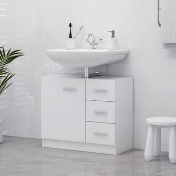 vidaXL Wastafelkast 63x30x54 cm bewerkt hout wit, Verzenden, Nieuw, Wastafelkast, Minder dan 100 cm