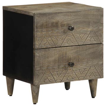 vidaXL Nachtkastje 40x33x46 cm massief mangohout lichtgrijs, Verzenden, Nieuw, Hout