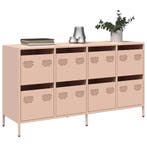 vidaXL Dressoir 135x39x73,5 cm koudgewalst staal roze, Huis en Inrichting, Verzenden, Nieuw, Metaal