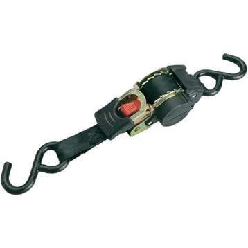 Zelfoprollende Spanband 25 mm 0,6 ton 3M Zwart met S-haken, Verzenden, Nieuw