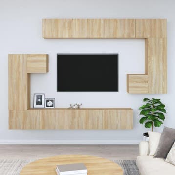 vidaXL Tv-wandmeubel bewerkt hout sonoma eikenkleurig, 100 tot 150 cm, Verzenden, Nieuw, Minder dan 100 cm