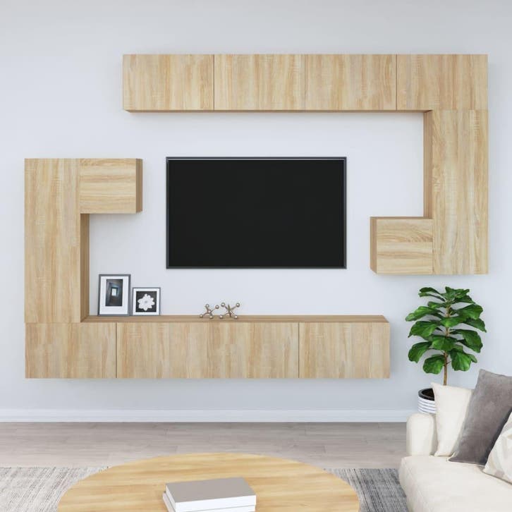 vidaXL Tv-wandmeubel bewerkt hout sonoma eikenkleurig, Huis en Inrichting, Kasten | Televisiemeubels, 25 tot 50 cm, Nieuw, Overige houtsoorten