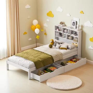 Kinderbed 90x200 met lades boekenkast lattenbodem, Kinderen en Baby's, Kinderkamer | Bedden, Verzenden, Nieuw