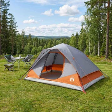 vidaXL Directe Tent met dak Grijs en Oranje 305 x 215 x 140, Verzenden, Nieuw, Tot en met 2