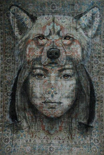 Jacqueline Klein Breteler - “Safe.”-painting on a carpet-XXL
