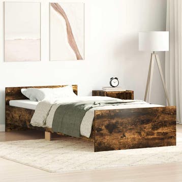 vidaXL Bedframe zonder matras hout gerookt eikenkleurig, 90 cm, Eenpersoons, Bruin, Verzenden