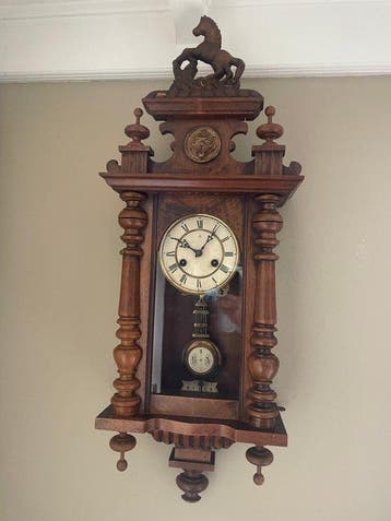 Antieke Junghans regulateur wandklok (Paardjesklok) -, Antiek en Kunst