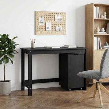 vidaXL Bureau Kas Set 2 st Grijs Massief grenenhout, Verzenden, Nieuw