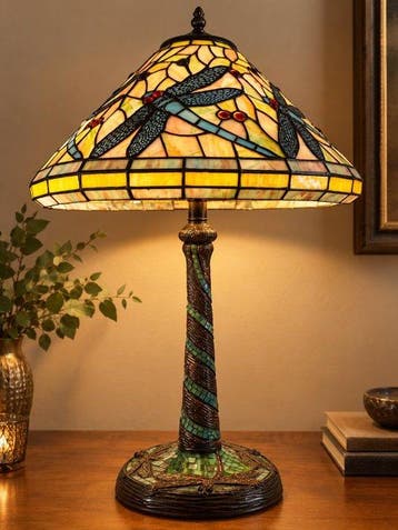 Tafellamp - Dragon FLy - Glas, Lood - Tiffany-stijl Dragon