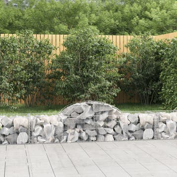 vidaXL Schanskorven 6 st gewelfd 200x50x40/60, Tuin en Terras, 100 cm of meer, Verzenden, Nieuw, Metaal