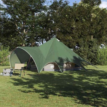 vidaXL Teepee Tent 5-Person 5-persoons Groen en Grijs, Verzenden, Nieuw, Tot en met 2