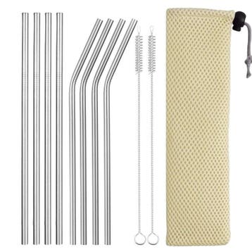 Fako Bijoux - RVS Rietjes Set -  8 Herbruikbare Rietjes - 4, Verzenden, Nieuw