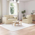 vidaXL Bankstel 2 pcs Crème 139 x 78 x 80 cm Stof, Huis en Inrichting, Banken | Bankstellen, Verzenden, Nieuw, Stof, Minder dan 150 cm
