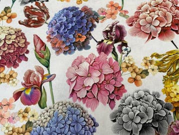 Katoenen Panama-stof “Hydrangea Garden” – Hortensias &