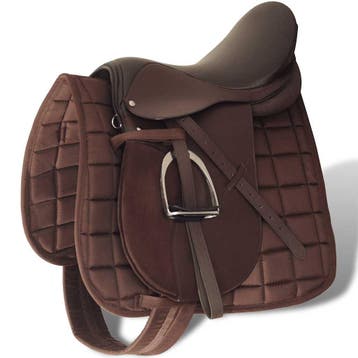 vidaXL Echt lederen paardrijzadel 16 14 cm (5-in-1 set,, Verzenden, Nieuw