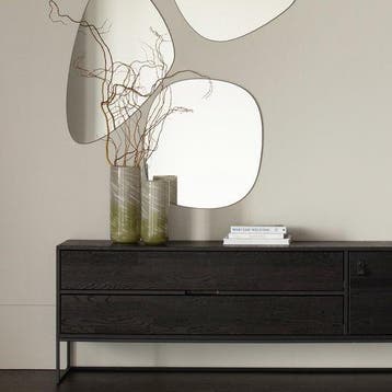 WOOOD Philou Spiegel - Glas/Metaal - Zwart - 60x55x0,5, Verzenden, Nieuw