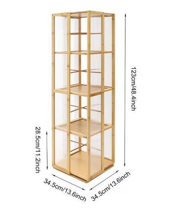 Draaibare Boekenkast 360° – Bamboe Opbergrek 4 Lagen 123 cm, Huis en Inrichting, Kasten | Boekenkasten, Verzenden, Nieuw