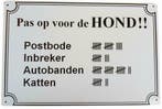 Pas op voor de hond reclamebord, Verzenden, Nieuw