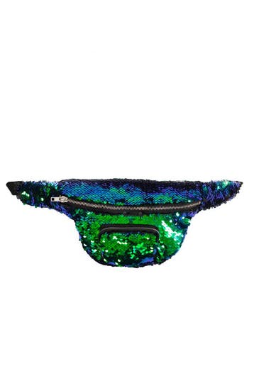 KIMU® Blauw Groen Heuptasje Omkeerbare Pailletten Sequin Heu, Ophalen of Verzenden, Nieuw, Blauw, Overige typen