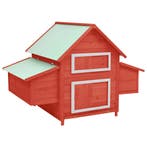 vidaXL Kippenhok 150x96x110 cm massief vurenhout rood en wit, Dieren en Toebehoren, Verzenden, Nieuw
