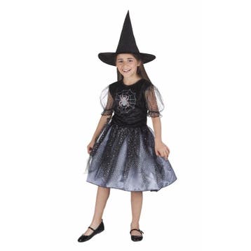 Halloween kinder verkleedkleding heks met spin - Heksen kl.., Kinderen en Baby's, Ophalen of Verzenden, Nieuw