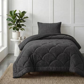 Lazy all-in-one dekbed Teddy fur - antraciet - 140 x 200 cm, Verzenden, Nieuw, Grijs
