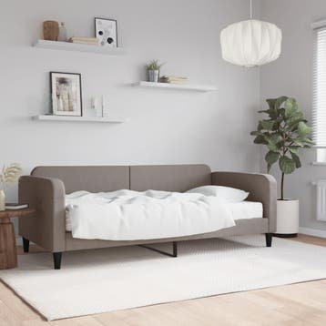 vidaXL Slaapbank met matras 90x200 cm stof taupe, 90 cm, Eenpersoons, Verzenden, Nieuw