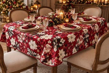 Kerstmagie in het rood - Tafelkleed - 175 cm - 140 cm, Diversen, Nieuw