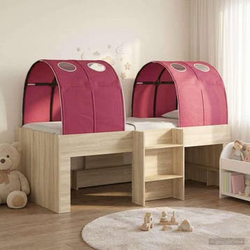 vidaXL Bed met Tunnel 3 st Sonoma en Rood Bewerkt hout, Verzenden, Nieuw, Bruin, Hout