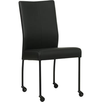 Leren eetkamerstoel Comfort met wieltjes - Toledo Nero, Huis en Inrichting, Stoelen, Zwart, Nieuw, Leer, Ophalen of Verzenden