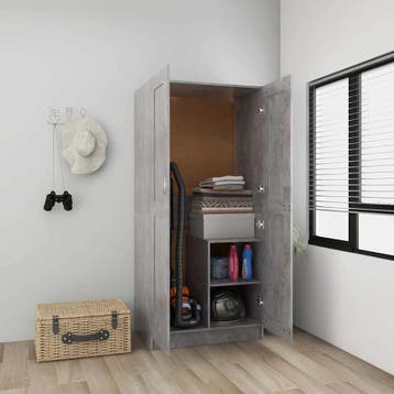 vidaXL Kledingkast 82,5x51,5x180 cm bewerkt hout betongrijs, Verzenden, Nieuw