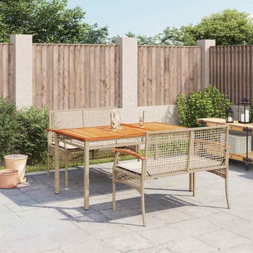 vidaXL 3-delige Tuinset met kussens poly rattan beige, Verzenden, Nieuw, 4 zitplaatsen, Tuinset