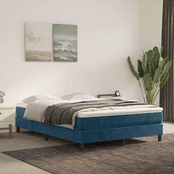 vidaXL Boxspring bed 140x200 cm fluweel donkerblauw, Huis en Inrichting, 140 cm, 200 cm, Stof, Verzenden
