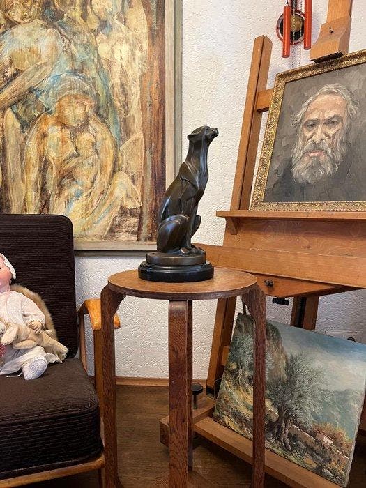 De Coux - sculptuur, Art Deco - Zittende Cheetah - 30 cm -, Antiek en Kunst, Curiosa en Brocante