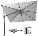 Challenger T2 zweefparasol 300x300 cm lichtgrijs met, Ophalen of Verzenden, Nieuw