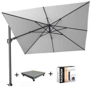 Challenger T2 zweefparasol 300x300 cm lichtgrijs met, Ophalen of Verzenden, Nieuw