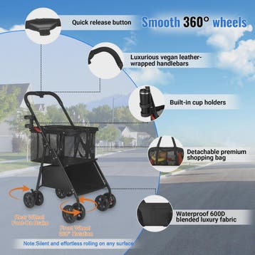 Folding Shopping Trolley with 2-Tier Storage, Multi Use Groc, Verzenden, Nieuw