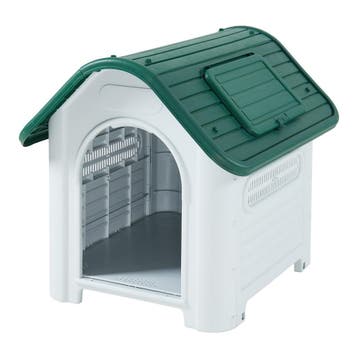Hondenhok Bello met dakluik kunststof wit en groen 87x72x75, Verzenden, Nieuw