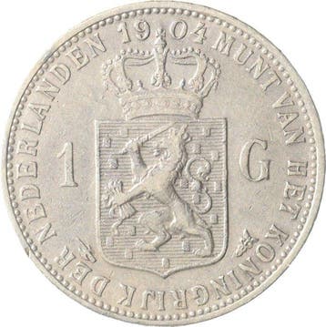 Nederland. Wilhelmina. 1 Gulden 1904 (Zonder minimumprijs), Postzegels en Munten