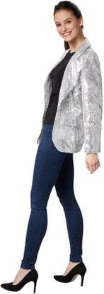 2dekans | Dressforfun Paillettenjas dames zilver XL -, Ophalen of Verzenden, Zo goed als nieuw