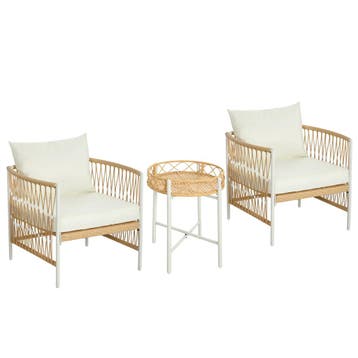 TRUUSK 3-delige Rotan Tuinmeubelset - 2 Tuinstoelen en Salon, Verzenden, Nieuw