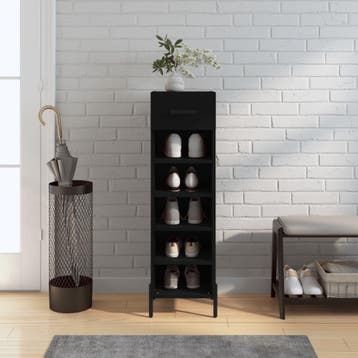 vidaXL Schoenenkast 30x35x105 cm bewerkt hout zwart, Verzenden, Nieuw