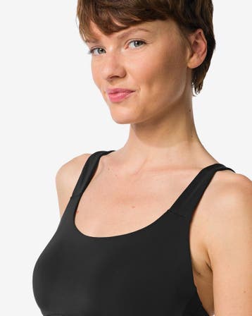 HEMA Voorgevormde sportbh zonder beugel medium support zwart, Verzenden, Zwart