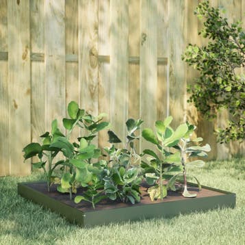 vidaXL Plantenbak verhoogd 100x100x18,5 cm staal olijfgroen, Verzenden, Nieuw, Metaal