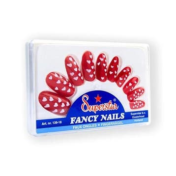 Kunstnagels superstar rood + hartjes, Verzenden, Nieuw