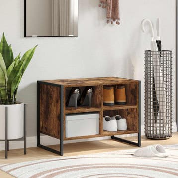 vidaXL Schoenenkast 60 x 35 x 44 cm Bewerkt hout Rook Eik, Verzenden, Nieuw