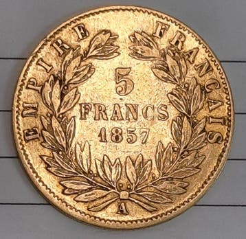 Frankrijk. Napoléon III. 5 Francs 1857-A, Paris