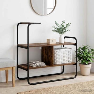 vidaXL Consoletafel Gerookt eiken 80 x 35 x 75 cm Bewerkt, Huis en Inrichting, Tafels | Salontafels, Verzenden, Nieuw, Overige houtsoorten